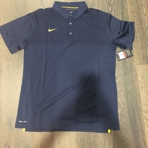 Nike dry fit coach’s polo navy and gold.